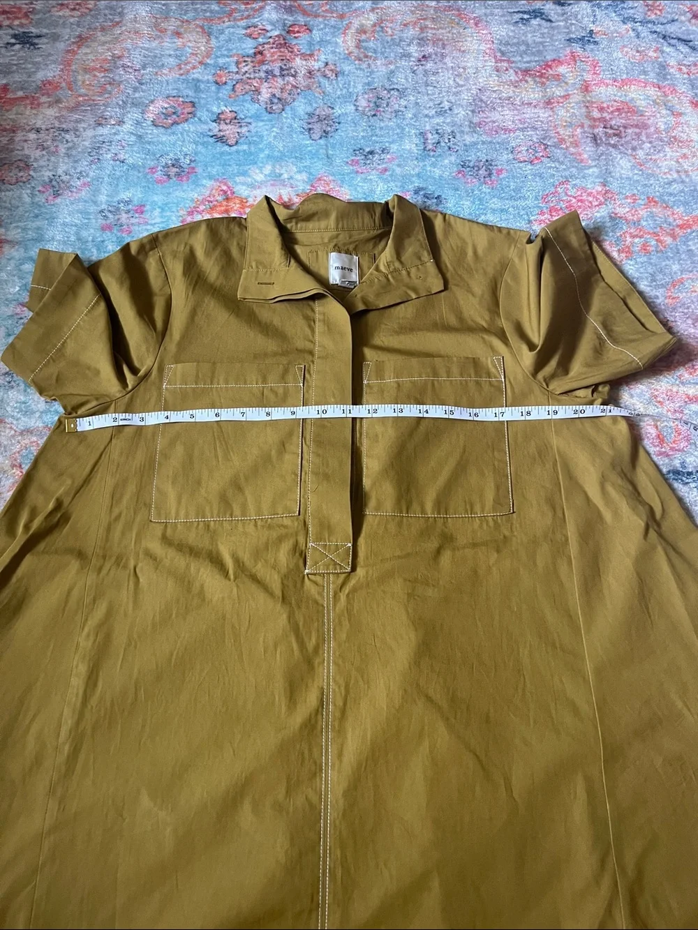 Anthropology Maeve Short-Sleeve A-Line Dress in Olive - Picture 2 of 8